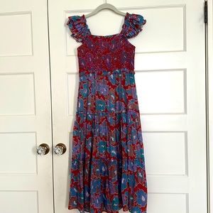 Beautiful red/blue floral midi dress.